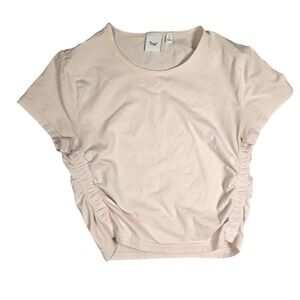 Tna Aritzia Pink Ruched Side Short Sleeve Crew Neck T-Shirt Size S